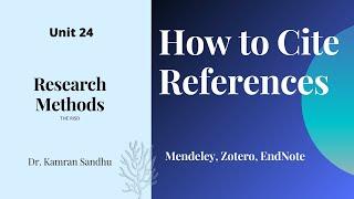 How to Cite References | Research Methods | Dr. Sandhu | The RISD | Unit 24