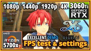 Ys X: Nordics PC Demo - Ryzen 7 5700X & RTX 3060 Ti - FPS Test and Settings