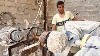 Stone dizi Cauldron:Making a traditional Iranian handmade stone pot with a special stone cutter 🪨