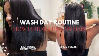 my wash day as a straight hair natural! How i silk press my hair at home! |Natural Nadine