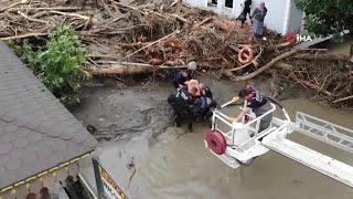 Drone footage shows Turkey flood rescue and damage