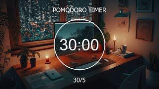 30/5 Pomodoro Timer  Focus Study / Work with Lofi Music ︎ Rain Sound  Focus Station