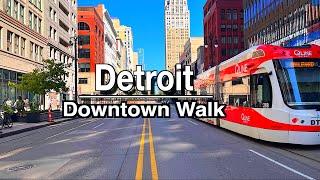 Downtown Detroit Michigan Walking Tour | UHD 5K 60FPS