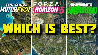 The Crew Motorfest vs Forza Horizon 5 vs Need For Speed Unbound | BEST Open World Racing Game 2024?