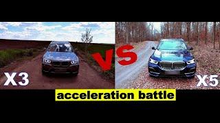 Acceleration battle X3 vs X5 | 1/4 mile & 0-100 km/h | 2013 vs 2020 | F25 vs G05 | stage 1 vs stock