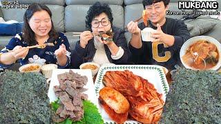 엄마표 시골밥상!시원한 콩나물김칫국,김장김치,재래김,모듬한우ㅣKorean Home-cooked mealsㅣMUKBANGㅣEATING SHOW