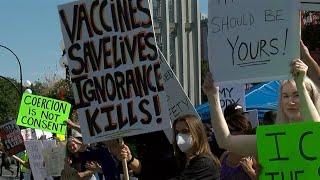 One woman’s pro-vaccine protests irritating anti-vaccine crowd