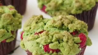 酥顶抹茶树莓马芬【Crispy Matcha Raspberry Muffin】