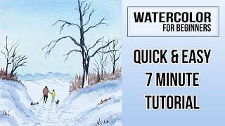 Try Painting Your FIRST WATERCOLOR Snow Landscape and Trees