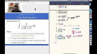 Supplemental Video (MAT128): Trig Substitution (Ex. 1)