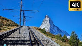 Cab Ride - Gornergrat Bahn Matterhorn Railway, Zermatt Switzerland | Train Driver View | 4K 60fps