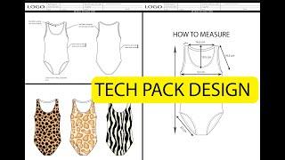 swimwear tech pack design/tech pack design illustrator /clothing design