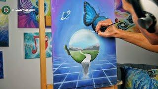 Acrylic visionary painting | THE MOMENT OF TRANSFORMATION | Drawing therapy - Painting therapy