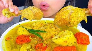 ASMR CHICKEN POTATO CARROTS AND FRENCH BREAD COCONUT MILK CURRY SOUP | MUKBANG | ASMR PHAN