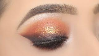 Glittery Orange With Smokey Winged Eye Makeup Tutorial || Shilpa