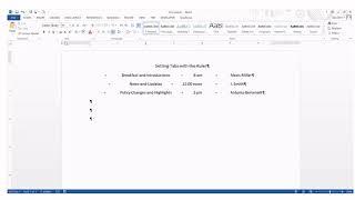 Setting Tabs in Word - using the Ruler