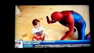 Kaiden meets Spiderman and is on Fox 17 news. Heart hero with HLHS