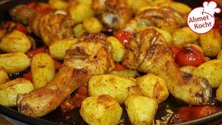 Hühnchen mit Kartoffeln im Backofen | Ahmet Kocht | kochen | Folge 600
