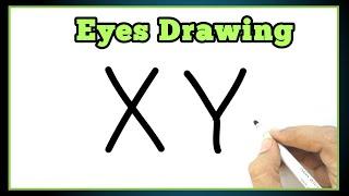 Beautiful️Eye Drawing with letter XY| Simple & Easy Eye Drawing | Very Easy Eye Drawing | Drawing