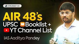 "My Full UPSC Prelims Booklist and Youtube Channels I followed.." - AIR 48, @IASAaditya