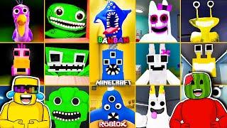 Garten of Banban ALL JUMPSCARES in MINECRAFT vs ROBLOX REACTIONS