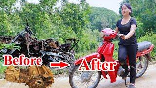 FULL VIDEO how the Mechanic Girl create a motorcycle, Genius Girl repair motorbike