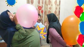 DRAMA LUCU KAK IMUT DAN MAMAH KIA TIUP BALON JUMBO PAKAI ANGIN KENTUT