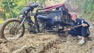 The girl rescued and repaired a neighbor's tricycle that broke down in the middle of the road.