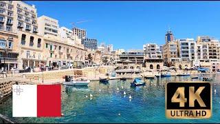 【4K Walk in Malta】Walking beautiful seaside of Malta, Sliema area マルタの海岸散歩