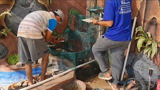 pembuatan relief air terjun tiga tingkat