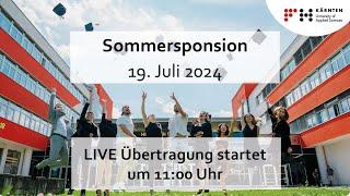 FH Kärnten Sommersponsion 2024, CUAS graduation ceremony 2024, 11:00 (CEST)