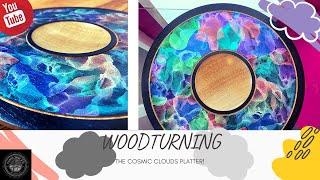 Woodturning A Painted Platter (Cosmic Clouds-Jo sonja's iridescent paints)