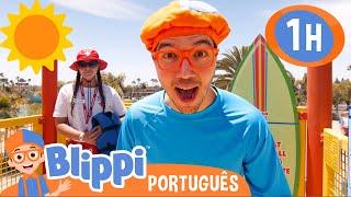  Blippi no Parque Aquático!  | 1 HORA DE BLIPPI | Moonbug Kids em Português | Videos Educativos