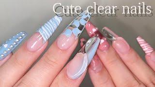 Cute and clear nails Nail Unboxing nail extension / nail art / french nails / asmr