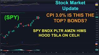 CPI 3.0% | SPY BNDX PLTR AMZN HIMS HOOD TSLA ON CELH | Stock Market Update