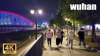 礼拜天夜游武汉集家咀 龙王庙 沿江大道 步行街 | Night walk in wuhan | China City Ambience | 4K 60fps