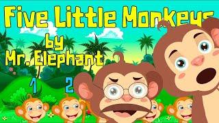  Fun Animated Toddler Song: 5 Little Monkeys with Mr. Elephant! 