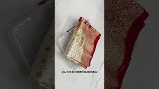 Bananasi Off White With Red Border saree & Handmade stone work  || #viral