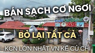 Bán lỗ 1 tỉ 8 tất cả cơ ngơi nhà vườn quán cafe hồ bơi 3 mặt tiền 23x100 tại KCN Phước Đông Tây Ninh