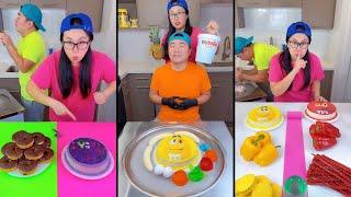 Grimace cake vs M&M's cake ice cream challenge! #funny #icecream by Ethan Funny Family