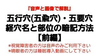 五行穴(五兪穴)・五要穴経穴名と部位の暗記方法【前編】#鍼灸 #鍼灸師 #五行穴#五要穴#経穴暗記 #鍼灸 国試対策 #あんま 国試対策 #国試対策