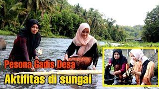 Gadis Desa cantik aktifitas nyuci baju dan mandi di sungai #rularlife #jawa #sunda #viral