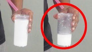 Drinking Glass of Milk without Straw Touch to The Milk