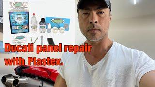 Sport bike plastic repair with Plastex repair kit.