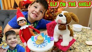 ELF on the SHELF TINY BREAKFAST! CALEB & MOMMY make TINY PANCAKES and TALK to SANTA at NORTH POLE!