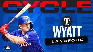 FIRST CYCLE OF 2024! Rangers rookie Wyatt Langford hits the first-ever Sunday Night Baseball cycle!