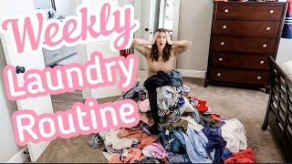 WEEKLY LAUNDRY ROUTINE || LARGE FAMILY LAUNDRY ROUTINE || ALL DAY CLEAN WITH ME ||  FITBUSYBEE