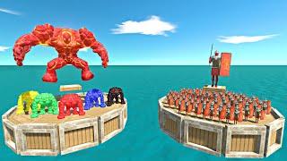 Romanus Coliseum Challenge | Lava Golem Family vs Romanus Army - Animal Revolt Battle Simulator