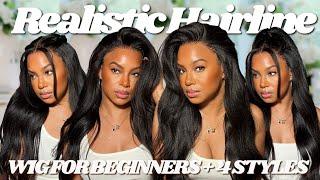 AFFORDABLE Natural Wig! Yaki Straight DETAILED Wig Install for beginners + 4 STYLES |  Nadula Hair
