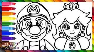 Dessin et Coloriage de Super Mario et de la Princesse Peach ️ Dessins pour Enfants